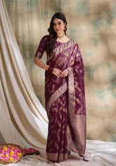 Womens Fashion Ethnic Burgundy Color Sarees-MLSHWSA1585BGY0ONE